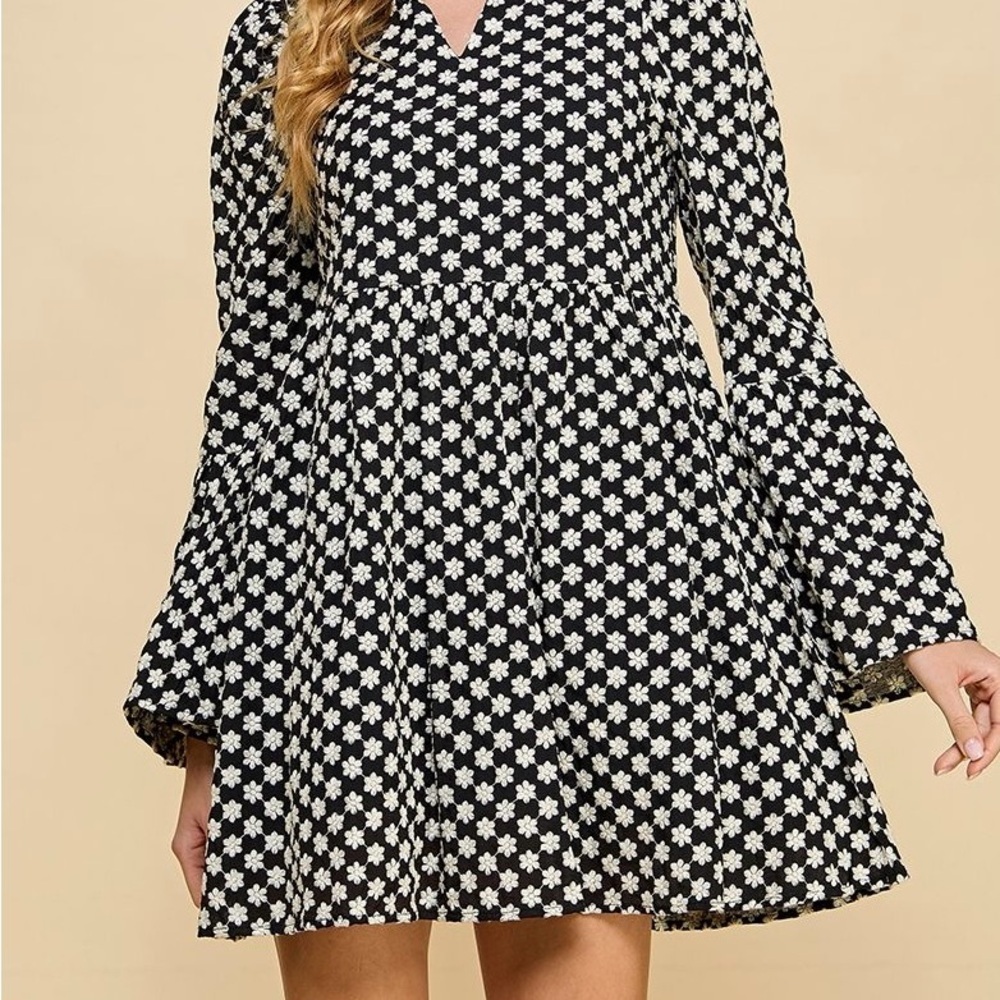 TCEC Black and White Patterned Dress Fall